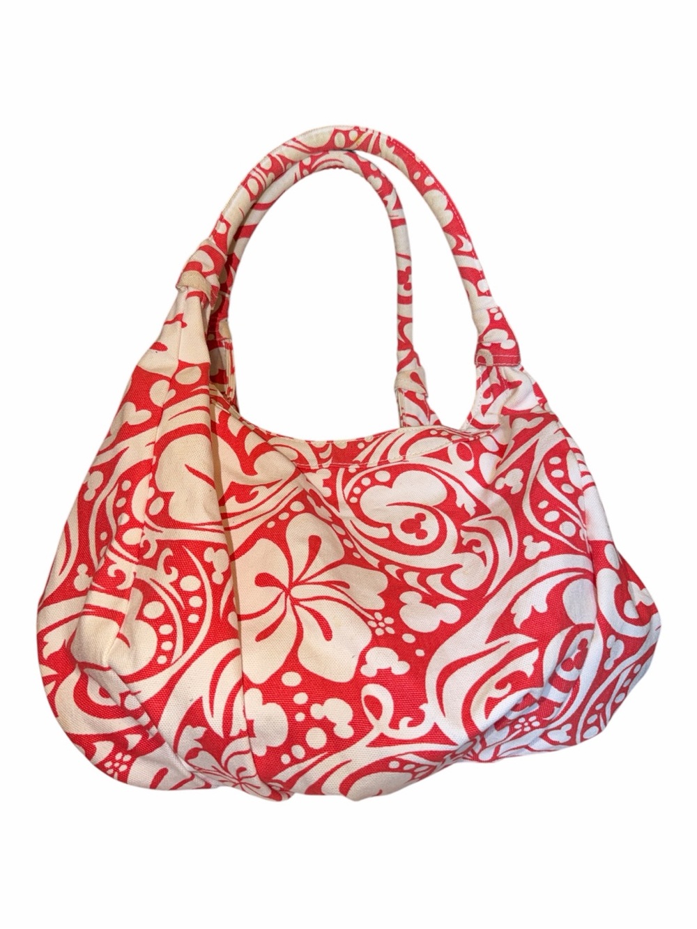 Red and White Printed Women's Shoulder Bag with Green Accent - Picture 2 of 6